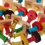 durable parrot chewing toy wooden blocks