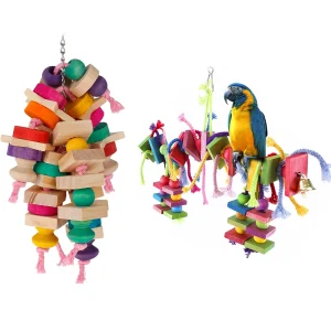 Wooden Parrot Chewing Toys - Multicolor