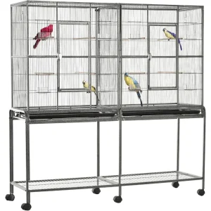 65" Extra Large Double Rolling Metal Parrot Cage