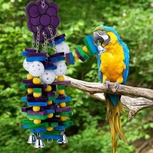 Parrot Chewing Toy - Colorful Wooden Blocks