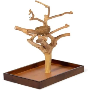 Medium Coffee Wood Parrot Stand