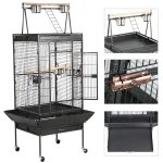 stainless steel parrot cage with play area