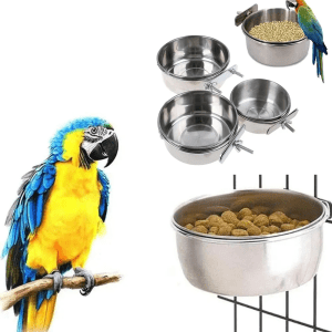 Stainless Steel  Clamp-on Parrot Feeding  & Water bowl