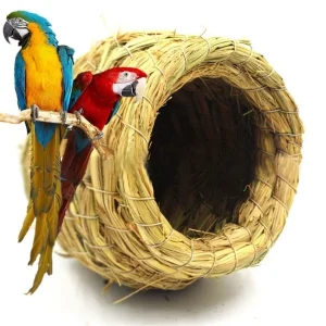 Handmade Natural Straw Parrot Hideaways