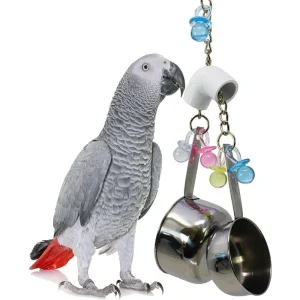 Parrot Chewing Toy - 4 Stainless Steel Pots